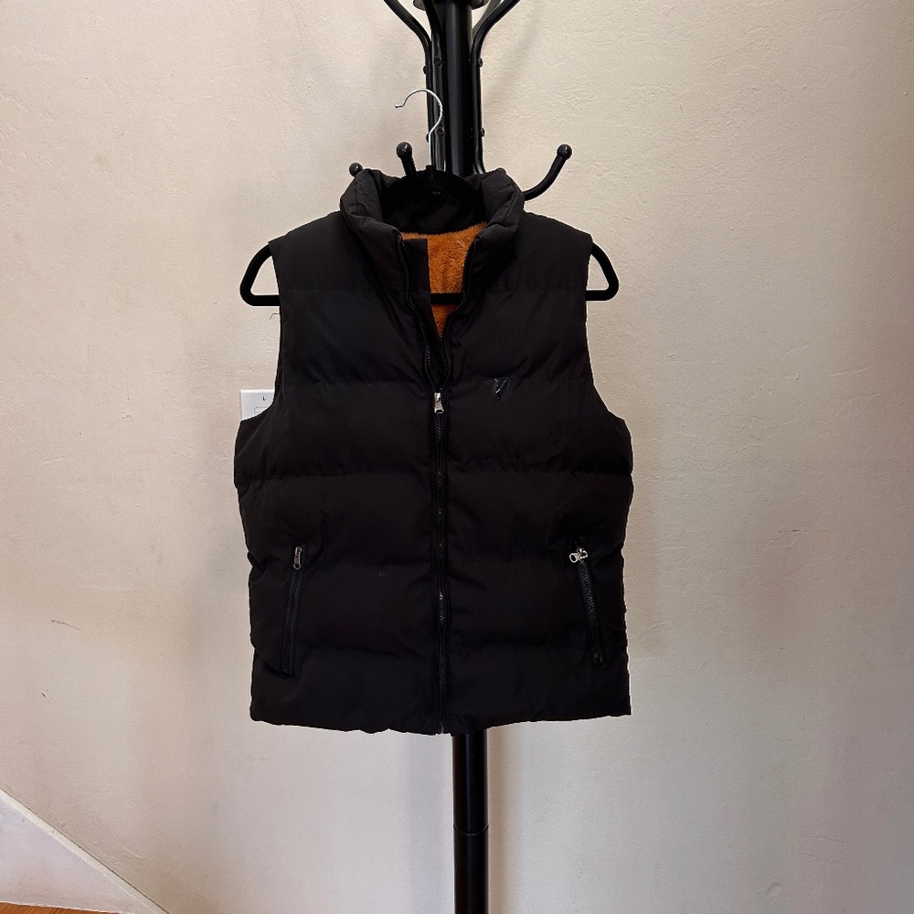 Extra Warm Sherpa Lined Weather Proof Black Puffer Vest